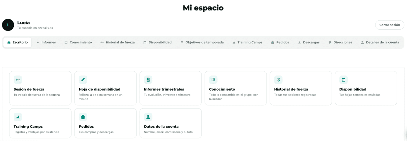 Mi espacio en ezzbaily.es: fuerza, disponibilidad, informes y conocimiento