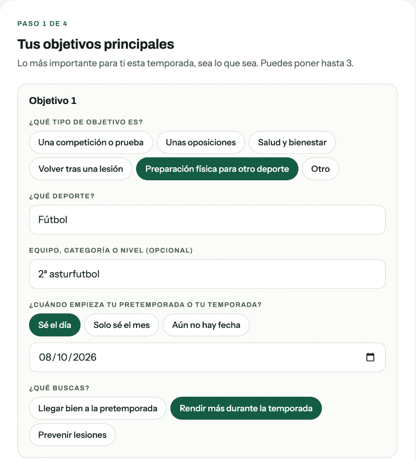 Formulario de objetivos de temporada de Ezz Baily